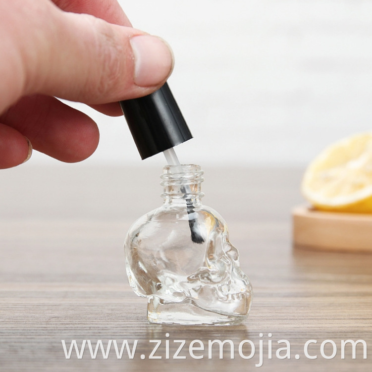 Luxury empty skull 10ml glass nail polish bottles